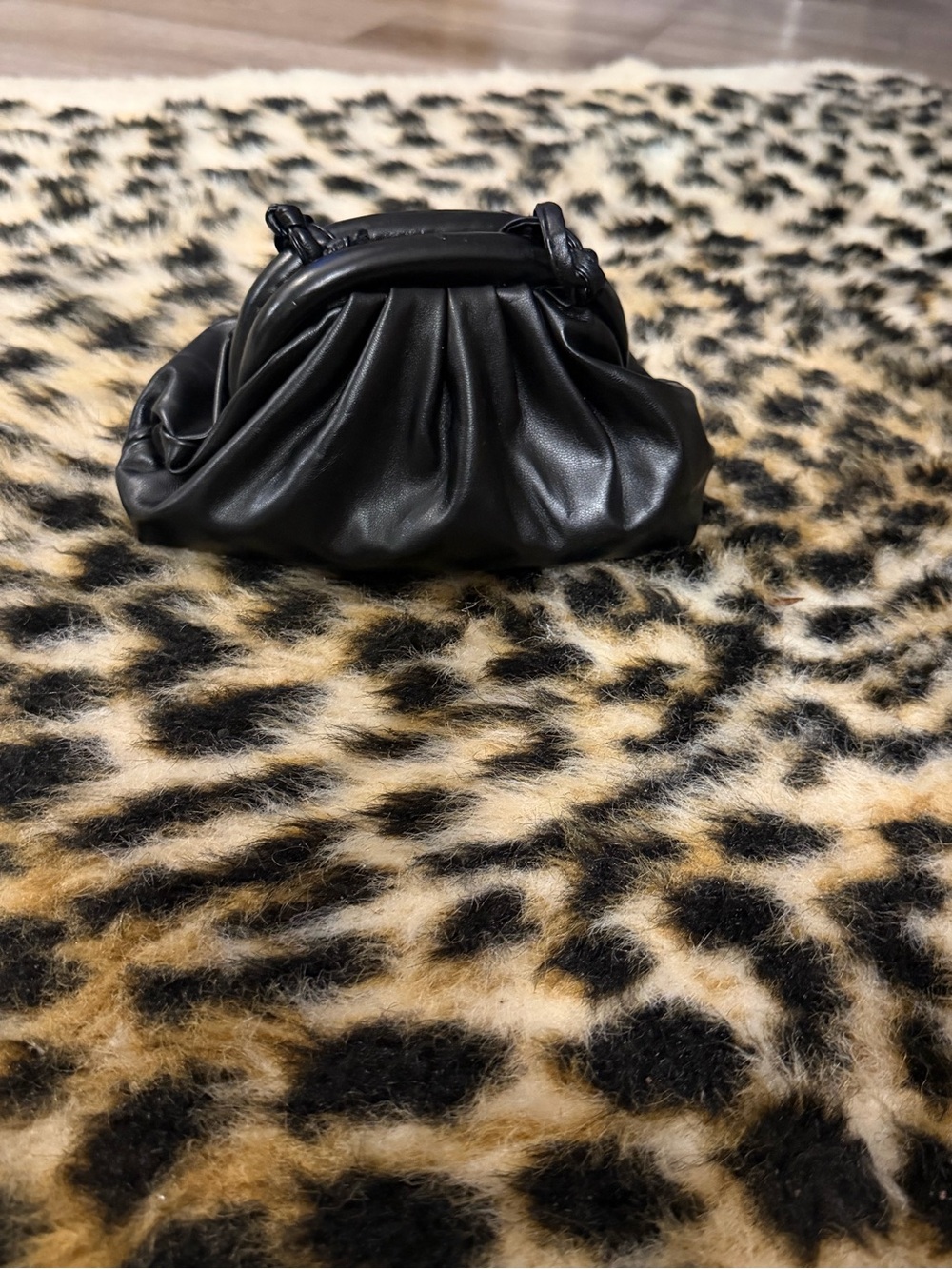 Black Ruched Leather Mini Bag - Women